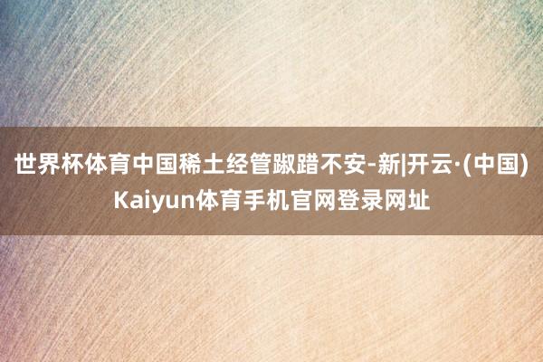 世界杯体育中国稀土经管踧踖不安-新|开云·(中国)Kaiyu